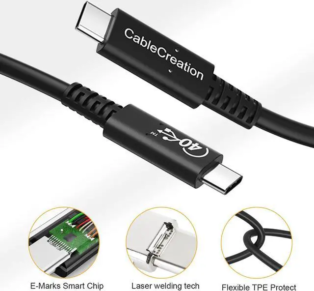 Alt view image 7 of 7 - CableCreation USB 4 Cable for Thunderbolt 4/3, [USB-IF Certified] 2.6FT 40Gbps 100W USB C Cable, 8K 30Hz or Dual 4K 60Hz Video, Compatible with USB-C Docking Station, Hub, eGPU and More, 0.8M