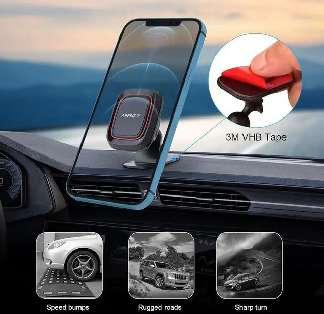 Alt view image 2 of 7 - Magnetic Car Phone Mount Apps2Car Stick On Dashboard Magnet Phone Holder for Car Dash Mount Cell Phone Holder with Strongest VHB Adhesive Phone Magnetic Holder for Car Magnetic Phone Dash Mount