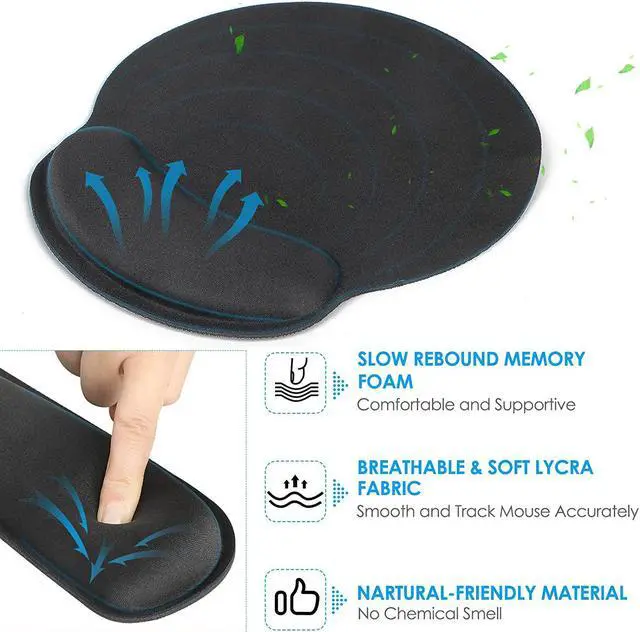 Alt view image 4 of 6 - Good Product Outlet Keyboard Wrist Rest, Comfortable Mouse Pad with Wrist Support, Memory Foam Wrist Pad for Keyboard, Ergonomic Mouse Pad Sets for Easy Typing & Pain Relief for Computer, Office & Ho