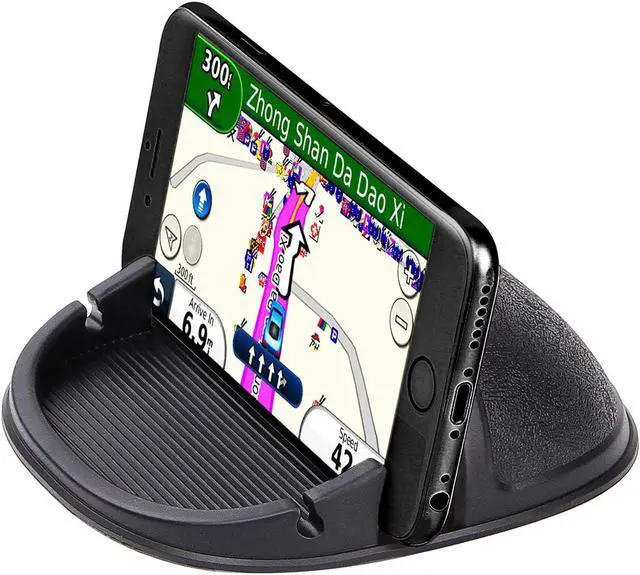 Main image of Car Cell Phone Holder Dashboard Phone Mount - Anti-Slip Silicone Pad Phone Stand Compatible with iPhone, Samsung, Android Smartphones