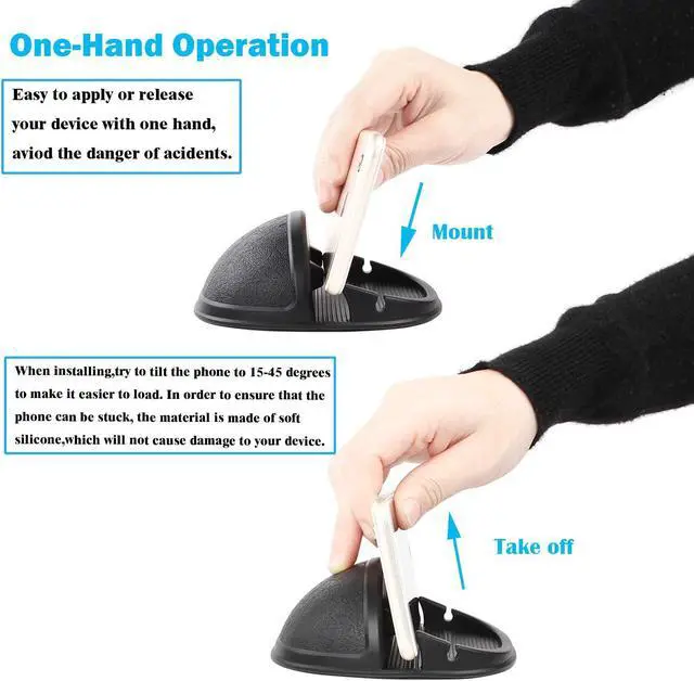 Alt view image 3 of 7 - Car Cell Phone Holder Dashboard Phone Mount - Anti-Slip Silicone Pad Phone Stand Compatible with iPhone, Samsung, Android Smartphones