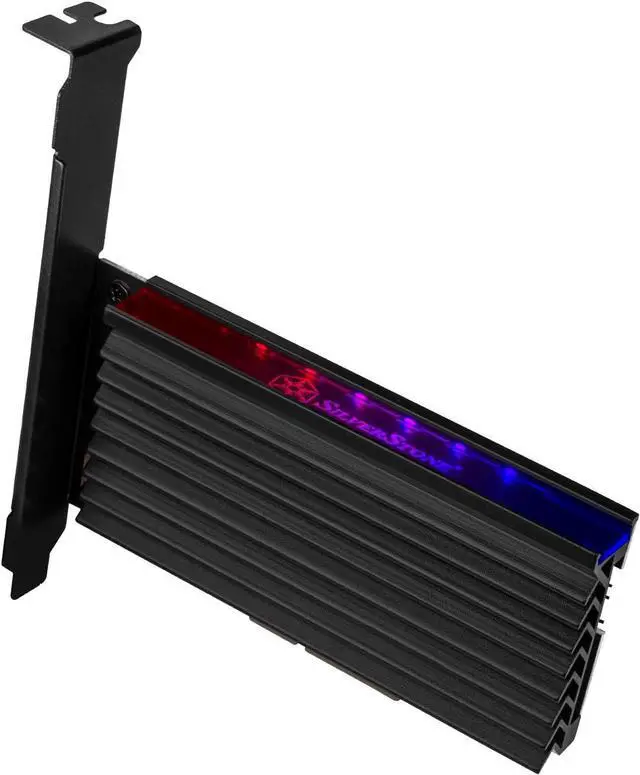 Alt view image 2 of 7 - SilverStone Technology ECM24-ARGB M.2 NVMe SSD NGFF M Key to PCIe x4 ARGB Adapter Card with heatsink and Thermal pad