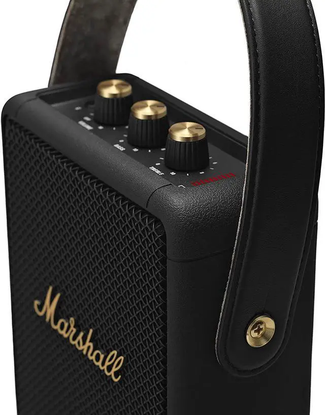 Alt view image 7 of 7 - Marshall Stockwell II Portable Bluetooth Speaker, Black and Brass
