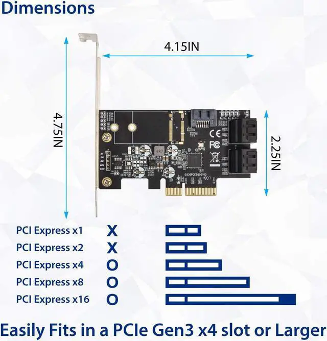 Alt view image 3 of 6 - IO CREST Internal 5 Port Non-Raid SATA III 6GB/S Pci-E X4 Controller Card for Desktop PC Support SSD and HDD with Low Profile Bracket. JMB585 Chipset SI-PEX40139