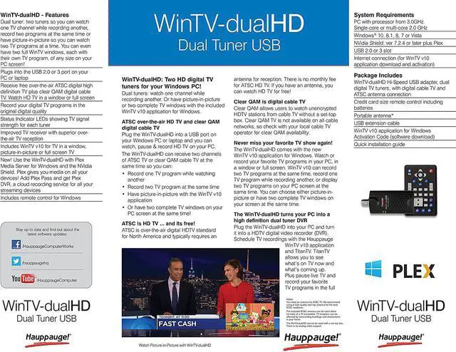 Alt view image 5 of 5 - HAUPPAUGE WinTV-DualHD Dual USB 2.0 HD TV Tuner for Windows PC 1595,Black, Welcome to consult
