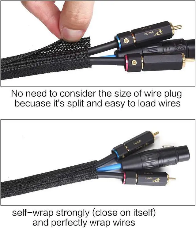 Alt view image 2 of 6 - 25ft - 1/2 inch Cord Protector Wire Loom Tubing Cable Sleeve Split Sleeving For USB Cable Power Cord Audio Video Cable  Protect Cat From Chewing Cords - Black