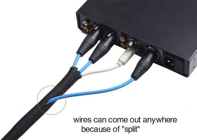 Alt view image 3 of 6 - 25ft - 1/2 inch Cord Protector Wire Loom Tubing Cable Sleeve Split Sleeving For USB Cable Power Cord Audio Video Cable  Protect Cat From Chewing Cords - Black