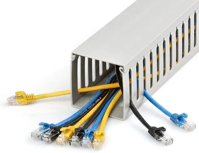 Alt view image 4 of 6 - .com Open Slot Cae Management Raceway with Cover, 3"(75mm)W x 3"(75mm)H - 6.5ft(2m) length - 1/4"(8mm) Slots, PVC Network Cae Hider/Wall Wire Duct, Max 200 Caes, UL Listed, TAA