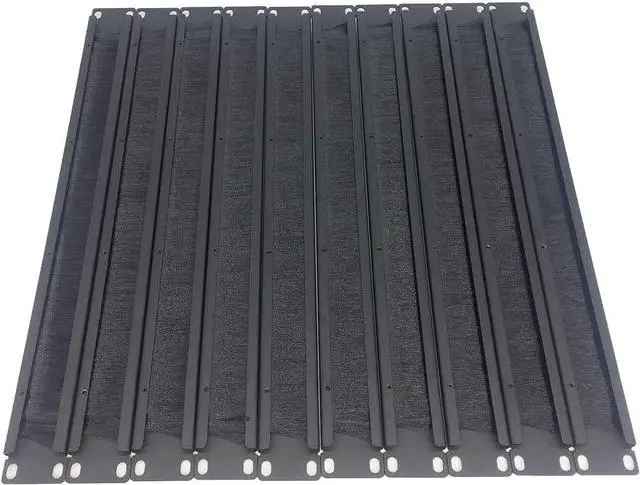 Alt view image 7 of 7 - 10 Pack 1U Horizontal Rack Mount Cable Management Panel with Cable Entry Brush for 19-Inch Rack Or Cabinet Black (1UCMB1U10PC)