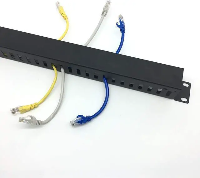 Alt view image 5 of 7 - QiaoYoubang 2 Pack 1U 19 Inch Cable Manager Horizontal Rack Mount 24 Slot Metal Finger Duct Wire Organizer with Cover and Mounting Screws for Server Rack, Black(24S2P), Welcome to consult