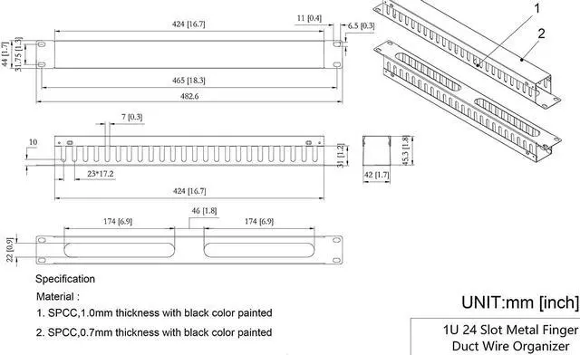 Alt view image 2 of 7 - QiaoYoubang 2 Pack 1U 19 Inch Cable Manager Horizontal Rack Mount 24 Slot Metal Finger Duct Wire Organizer with Cover and Mounting Screws for Server Rack, Black(24S2P), Welcome to consult