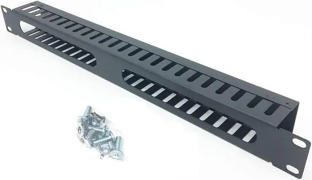 Alt view image 3 of 7 - QiaoYoubang 2 Pack 1U 19 Inch Cable Manager Horizontal Rack Mount 24 Slot Metal Finger Duct Wire Organizer with Cover and Mounting Screws for Server Rack, Black(24S2P), Welcome to consult