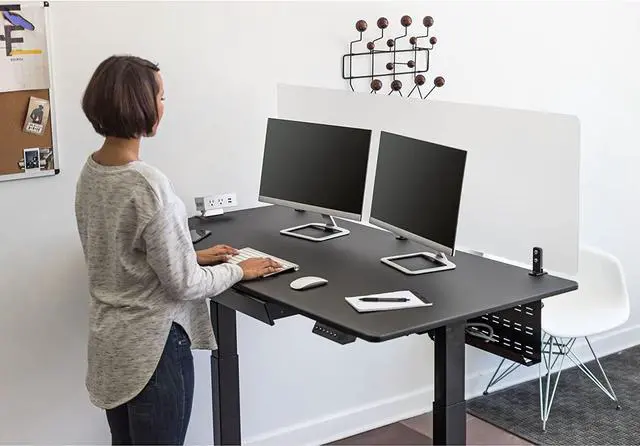 Alt view image 4 of 6 - Stand Up Desk Store Under Desk Cable Management Tray Black Horizontal Computer Cord Raceway and Modesty Panel (Black, 51")