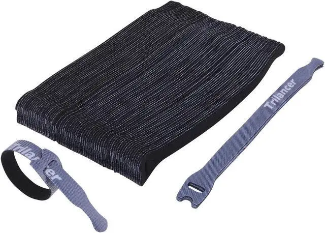 Main image of Trilancer Reusable Cable Straps Wire Ties, Pack of 50 Adjustable Cord Fastener Cable Organizer, 8 Inches (Black) | Adjustable Cord Fasteners for Wire Management and Cable Organization, Black