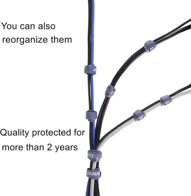 Alt view image 6 of 7 - Trilancer Reusable Cable Straps Wire Ties, Pack of 50 Adjustable Cord Fastener Cable Organizer, 8 Inches (Black) | Adjustable Cord Fasteners for Wire Management and Cable Organization, Black