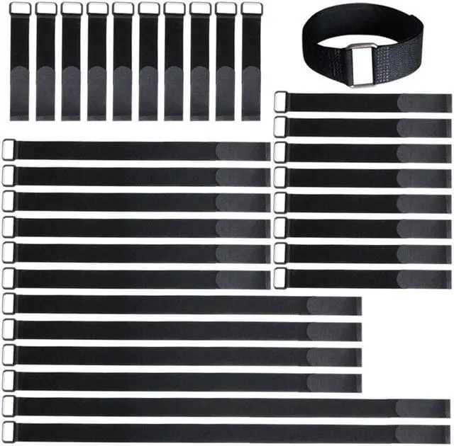 Main image of 8"12"18"24"30" Hook and Loop Fastening Cable Strap - 30 Pack Reusable Nylon Extend Securing Strap - Adjustable Cinch Strap with Buckle