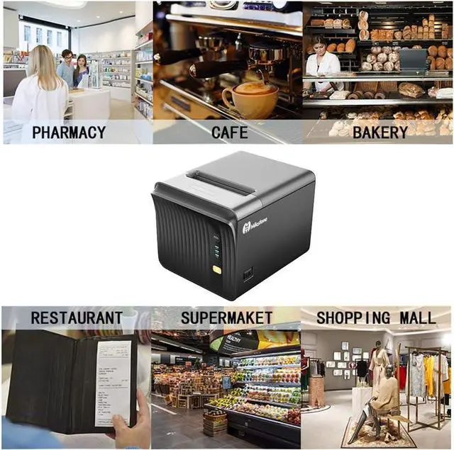 Alt view image 5 of 5 - Thermal Receipt Printer 80mm USB POS Printer for Small Business Restaurant Kitchen Printer with USB Serial Ethernet Support ESC/POS