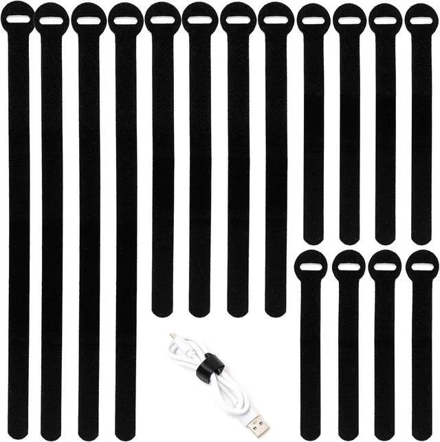 Main image of 150PCS Reusable Cable Ties - 4+6+8+10inch Multi-Purpose Cable management Hook & Loop Cable Straps Wire Ties Adjustable Fastening Cord Organizer Cable Organizer for Home Office and Data Centers Black