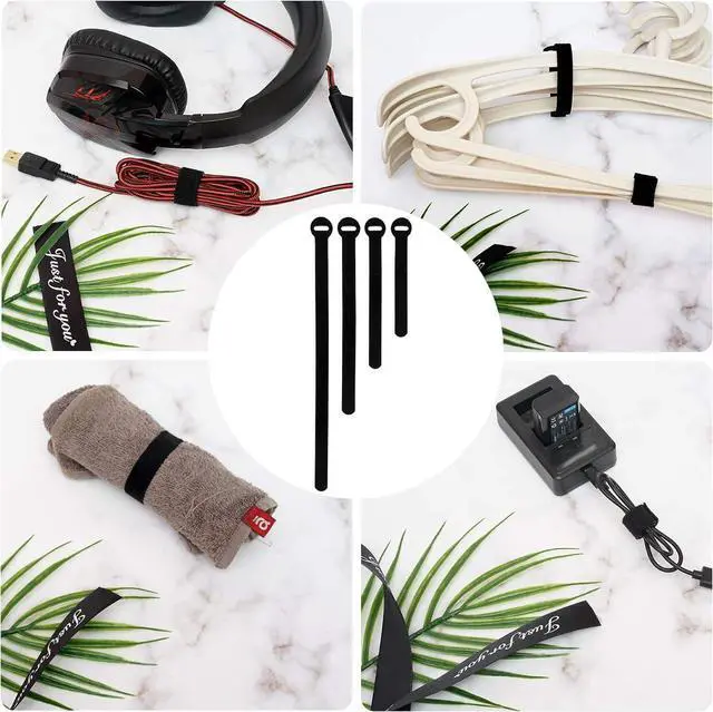 Alt view image 5 of 7 - 150PCS Reusable Cable Ties - 4+6+8+10inch Multi-Purpose Cable management Hook & Loop Cable Straps Wire Ties Adjustable Fastening Cord Organizer Cable Organizer for Home Office and Data Centers Black