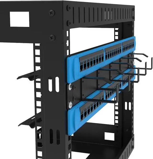 Alt view image 2 of 7 - 19-Inch 1U Metal Horizontal Rackmount 5 D-Rings Cable Manager | 1U Rack Cable Management Panel Vertical Wire Manager Fits 2 or 4-post Racks
