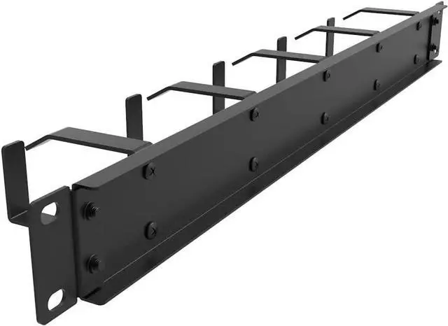 Alt view image 7 of 7 - 19-Inch 1U Metal Horizontal Rackmount 5 D-Rings Cable Manager | 1U Rack Cable Management Panel Vertical Wire Manager Fits 2 or 4-post Racks