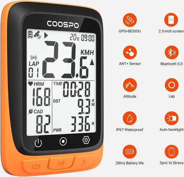 Alt view image 5 of 7 - Bike Computer Wireless GPS, Cycling Computer GPS Bike Tracker with Bluetooth/ANT+, Waterproof Bicycle Computer GPS Speedometer with Auto Backlight, 2.4 inch LCD Display