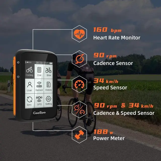 Alt view image 4 of 7 - Bike Computer Wireless GPS, Bike Speedometer with Auto Backlight, Bluetooth ANT Cycling GPS Computer, Bicycle Computer BC200 with Waterproof, Compatible with CooSporide app