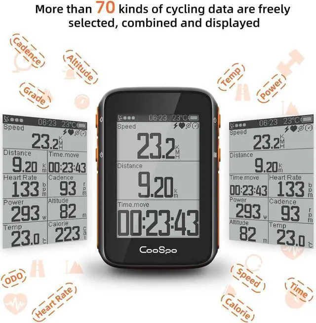 Alt view image 5 of 7 - Bike Computer Wireless GPS, Bike Speedometer with Auto Backlight, Bluetooth ANT Cycling GPS Computer, Bicycle Computer BC200 with Waterproof, Compatible with CooSporide app