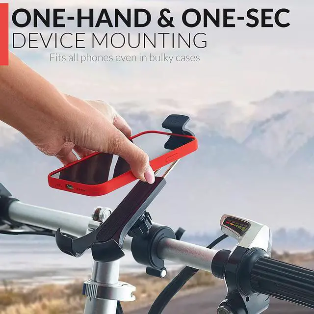 Alt view image 2 of 6 - New 2024 Bicycle & Motorcycle Phone Mount - The Most Secure One-Handed Bike Phone Holder for iPhone, Samsung or Any Smartphone. Stress-Resistant and Highly Adjustable. +100 to Safeness & Comfort