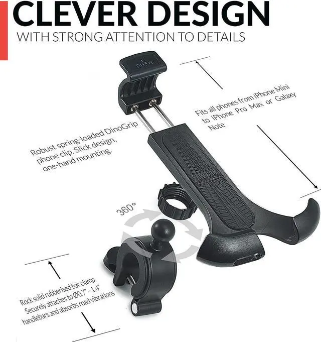 Alt view image 5 of 6 - New 2024 Bicycle & Motorcycle Phone Mount - The Most Secure One-Handed Bike Phone Holder for iPhone, Samsung or Any Smartphone. Stress-Resistant and Highly Adjustable. +100 to Safeness & Comfort