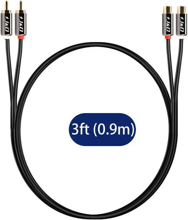 Alt view image 7 of 7 - J&D 2 RCA Extension Cable, RCA Cable, Gold Plated Copper Shell Heavy Duty 2 RCA Male to Female Stereo Audio Extension Cable, 3 Feet