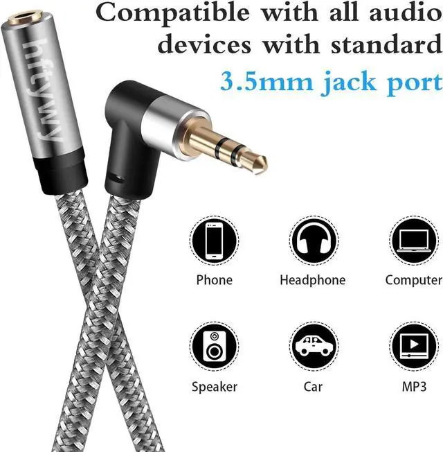 Alt view image 7 of 7 - Headphone Extension Cable 10 ft 3.5mm Extension Double Shielded Stereo Jack Male to Female Aux Extension Cable TRS Auxiliary ExtenderAudio Extension Cable Braided 1/8 AUX Extension Cord