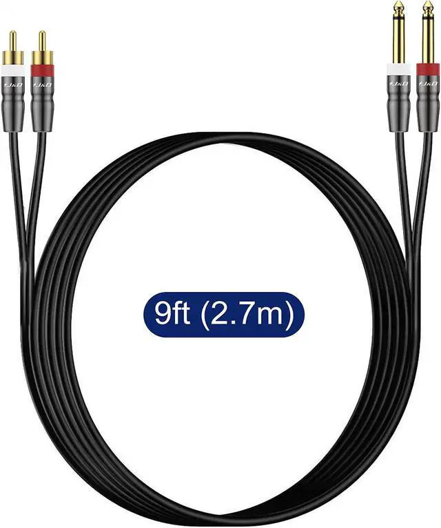Alt view image 7 of 7 - Dual 1/4 inch TS to Dual RCA Cable Heavy Duty 1/4 Male to RCA Male Adapter Stereo Audio Interconnect Quarter inch Cable 9 Feet
