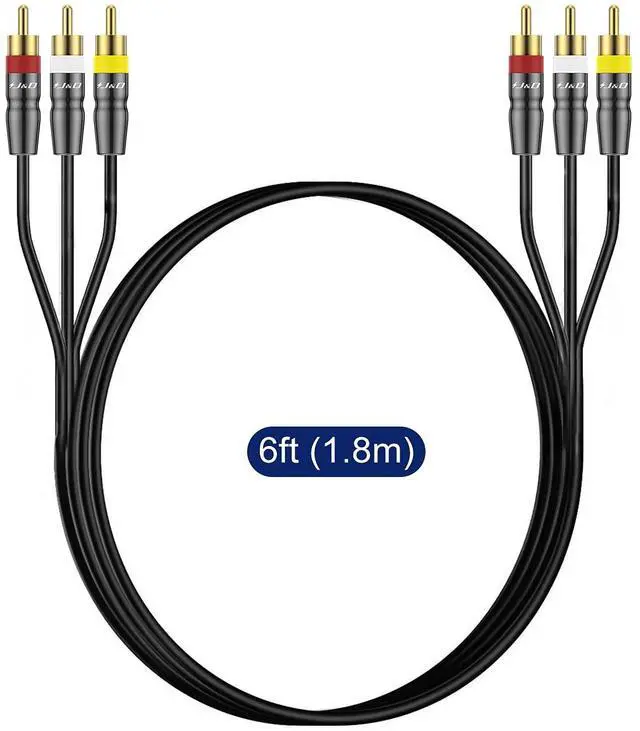 Alt view image 7 of 7 - 3RCA to 3RCA Cable Gold Plated Connect Joint RCA Cable Heavy Duty Copper Shell 3 RCA Male to 3 RCA Male Stereo Audio Cable 6 Feet