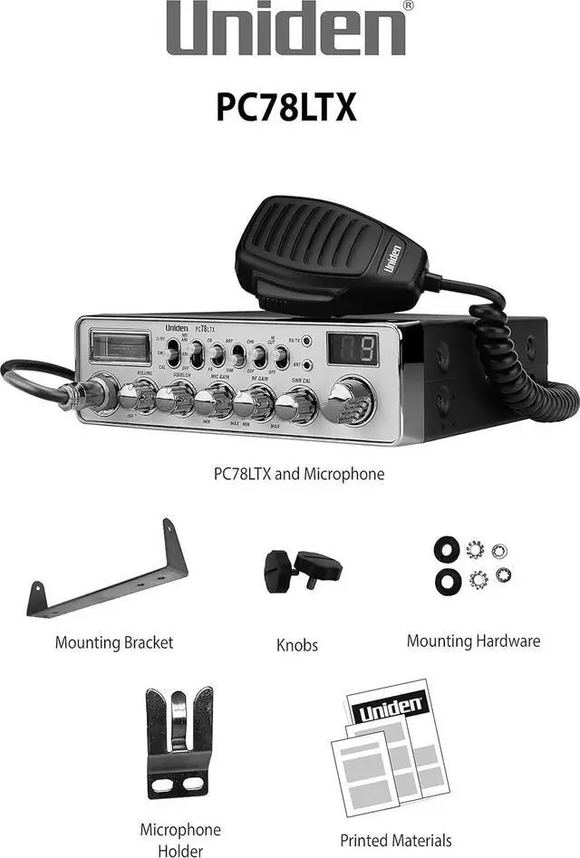 Alt view image 3 of 7 - PC78LTX 40-Channel Trucker's CB Radio with Integrated SWR Meter, PA Function, Hi Cut, Mic/RF Gain, and Instant Channel 9,Silver