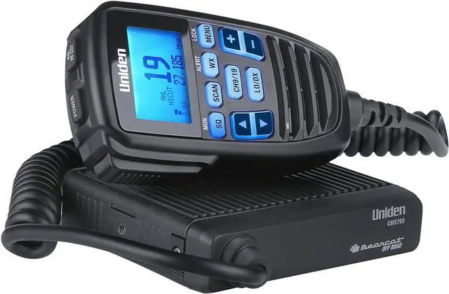 Main image of CMX760 Bearcat Off Road Series Compact Mobile CB Radio, 40-Channel Operation, Ultra-Compact for Easy Mounting, Large 7-Color Backlit LCD Display on Mic with Built-in Speaker Mic, Black