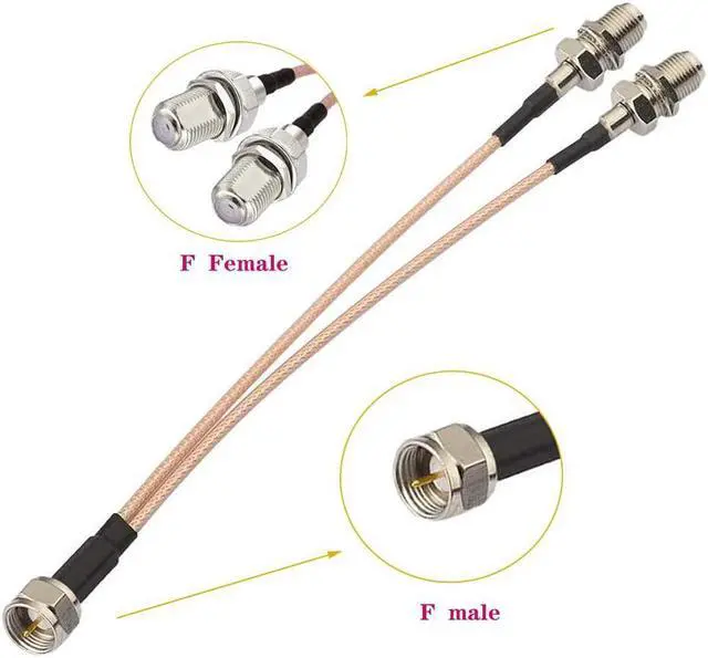 Alt view image 2 of 4 - RedYutou F-Type Splitter RG6 Cable F Male to F Dual Female Splitter Cable 3 Way Splitter V-Type F Type TV Adaptation Splitter Cable Satellite 15cm(6 inch)