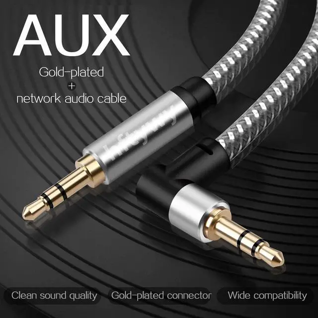 Alt view image 6 of 7 - 3.5mm Audio Cable 50 ft AUX Cord Male to Male AUX Headphone Cable aux Cable Stereo Aux Jack to Jack Cable 90 Degree Right Angle Auxiliary Cord