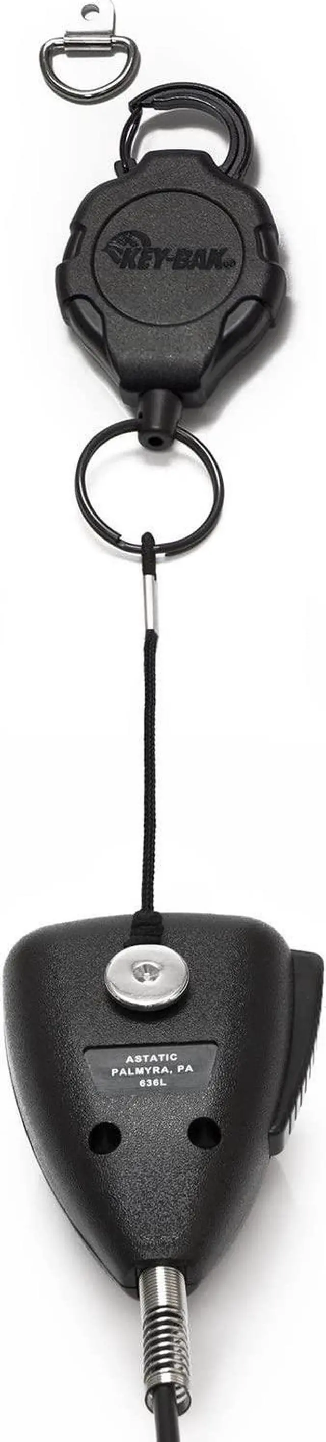 Alt view image 2 of 4 - Key-BAK MIC-BAK CB Radio Retractable Tether, 36" Kevlar Cord, 8" Nylon Attachment Loop, D-Ring Mount Included (0KR3-4A11)