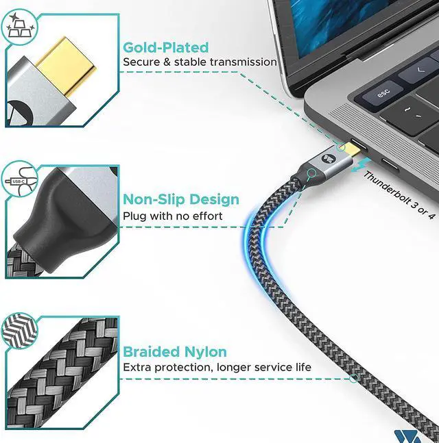 Alt view image 7 of 7 - USB C to HDMI Cable 4K WARRKY [Anti-Interference Gold-Plated Plugs] Thunderbolt 3/4 Compatible Braided Cord for New iPad MacBook Pro/Air iMac Galaxy S20 S10 S9 S8 Surface Dell HP 6FT