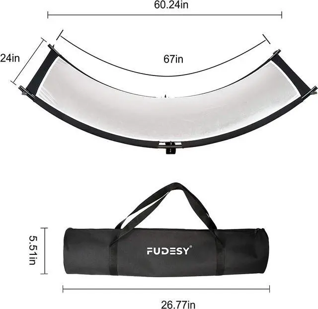 Alt view image 5 of 7 - Clamshell Light Reflector/Diffuser,67"x24" Curved Photography Lighting Reflector for Photo Video Studio Shooting with Black/Silver/White/Gold Reflectors,Carry Bag