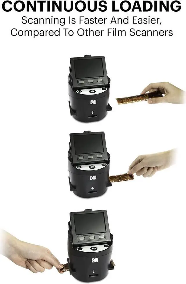 Alt view image 3 of 7 - Kodak SCANZA Digital Film & Slide Scanner - Converts 35mm, 126, 110, Super 8 & 8mm Film Negatives & Slides to JPEG - Includes Large Tilt-Up 3.5" LCD, Easy-Load Film Inserts, Adapters & More