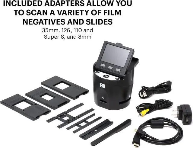 Alt view image 7 of 7 - Kodak SCANZA Digital Film & Slide Scanner - Converts 35mm, 126, 110, Super 8 & 8mm Film Negatives & Slides to JPEG - Includes Large Tilt-Up 3.5" LCD, Easy-Load Film Inserts, Adapters & More