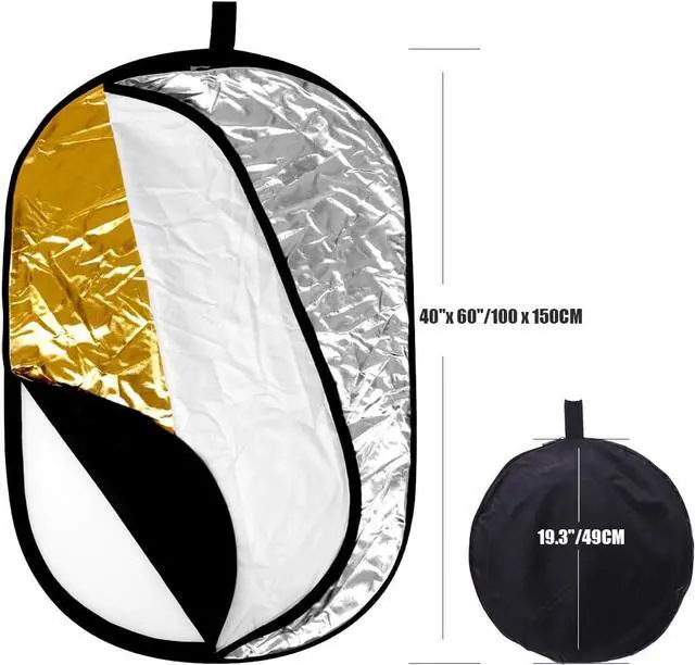 Alt view image 2 of 6 - 5 in 1 Camera Lighting Reflector/Diffuser Kit 40"x 60"/100 x 150CM Portable Multi-Disc Collapsible Backdround/Backdrop with Carrying Case for Photpgraphy Studio Outdoor Vedio Lighting