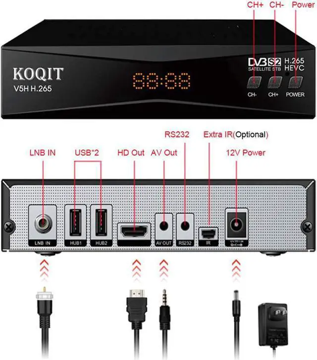 Alt view image 6 of 7 - South City Mall V5H H.265 Free To Air FTA Satellite Receiver DVB-S2 Satellite TV Receiver HEVC DVB S2 Galaxy 19 Receivers Sat DVB Finder Meecast Biss PVU YouTube TV Decoder DVB2IP Box