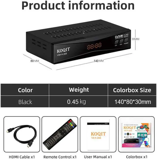 Alt view image 4 of 7 - South City Mall V5H H.265 Free To Air FTA Satellite Receiver DVB-S2 Satellite TV Receiver HEVC DVB S2 Galaxy 19 Receivers Sat DVB Finder Meecast Biss PVU YouTube TV Decoder DVB2IP Box