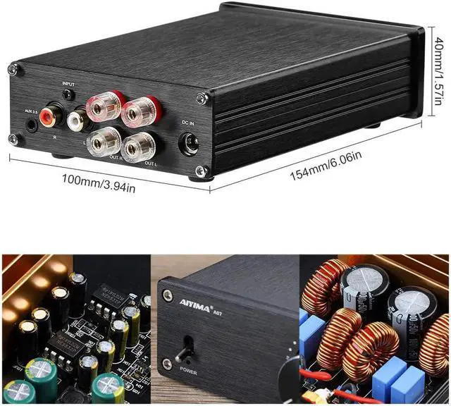 Alt view image 2 of 7 - Good Product Outlet A07 TPA3255 Power Amplifier 300Wx2 HiFi Class D Stereo Digital Audio Amp 2.0 Channel Amplifier for Passive Speaker Home Audio (A07+DC 32V Power Adapter)