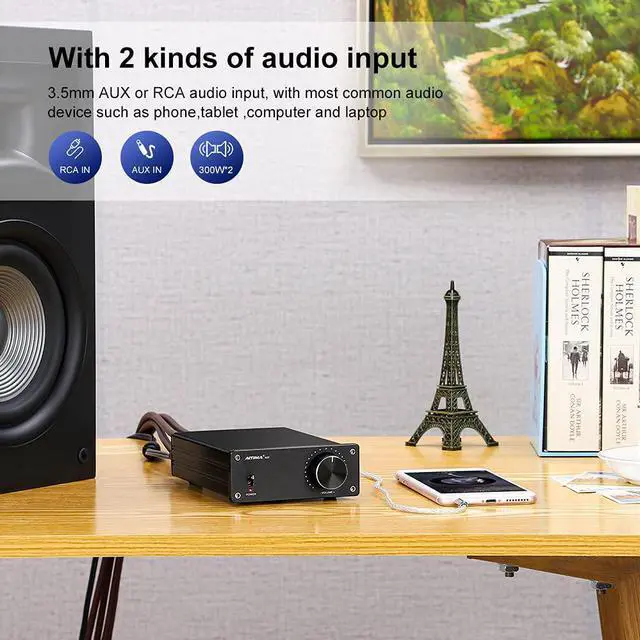 Alt view image 6 of 7 - Good Product Outlet A07 TPA3255 Power Amplifier 300Wx2 HiFi Class D Stereo Digital Audio Amp 2.0 Channel Amplifier for Passive Speaker Home Audio (A07+DC 32V Power Adapter)