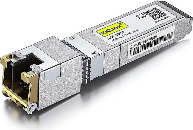 Main image of 10GBase-T SFP+ Transceiver, 10G T, 10G Copper, RJ-45 SFP+ CAT.6a, up to 30 Meters, Compatible with Juniper EX-SFP-10GE-T