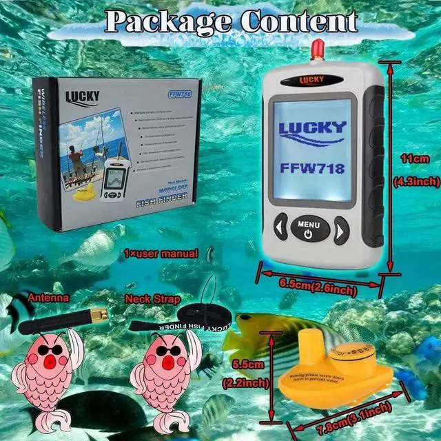 Alt view image 7 of 7 - Sonar Handheld Fish Finder Wireless Transducer Handheld Fish Finders Boat Kayak LCD Depth Finder Portable Display Sensor